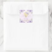 Sticker Carré Purple Gold Hot Air Balloon Aventure Floral Faveur (Sac)