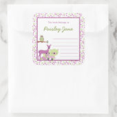 Sticker Carré Purple Green Forest Animaux Plaque de réservation  (Sac)