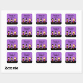 Sticker Carré Purple Halloween Enfants Merci Favoriser (Feuille)
