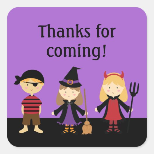 Sticker Carré Purple Halloween Enfants Merci Favoriser (Devant)