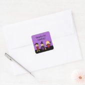 Sticker Carré Purple Halloween Enfants Merci Favoriser (Enveloppe)