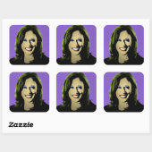 Sticker Carré Purple Kamala Harris Pop Art (Feuille)