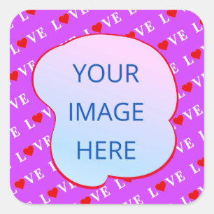 Sticker Carré Purple LOVE Coeur Élégant