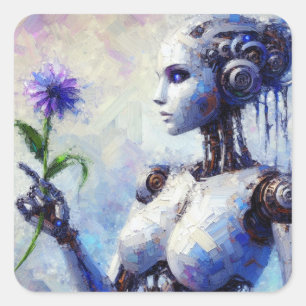 Sticker Carré Purple Lover - Collection d'oeuvres Futuristes