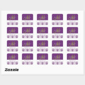 Sticker Carré Purple Mariage damassé Favoriser le Merci (Feuille)