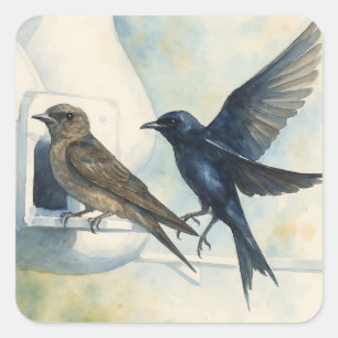 Sticker Carré Purple Martin Landlord Nature Swallow Bird Gourds