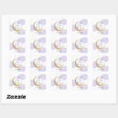 Sticker Carré Purple Over the Moon Baby Shower (Feuille)