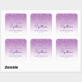 Sticker Carré Purple Parties scintillant Drip 60e anniversaire M (Feuille)
