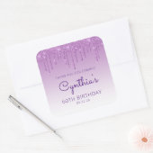 Sticker Carré Purple Parties scintillant Drip 60e anniversaire M (Enveloppe)