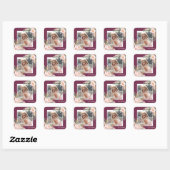 Sticker Carré Purple Pink girly photo d'anniversaire (Feuille)