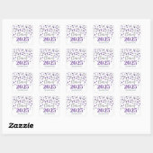 Sticker Carré Purple Silver Confetti Graduation 2025 (Feuille)