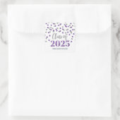 Sticker Carré Purple Silver Confetti Graduation 2025 (Sac)