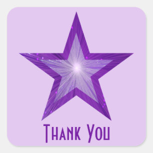 Sticker Carré Purple Star "Merci" carré violet pâle