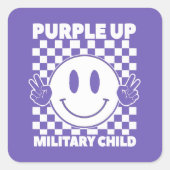 Sticker Carré Purple Up For Military Kids Military Child Mois (Devant)