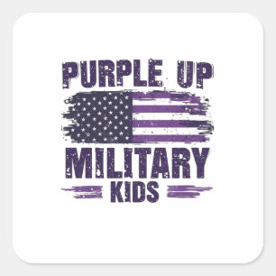 Sticker Carré Purple Up Militaire Enfants Mois de sensibilisatio