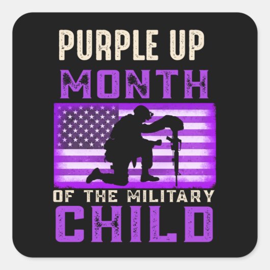 Sticker Carré Purple up Mois of the Military Child American (Devant)
