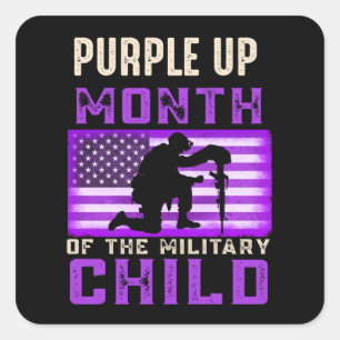 Sticker Carré Purple up Mois of the Military Child American