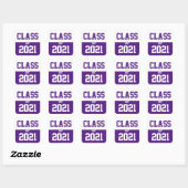 Sticker Carré Purple & White Classe de 2024 Graduation (Feuille)