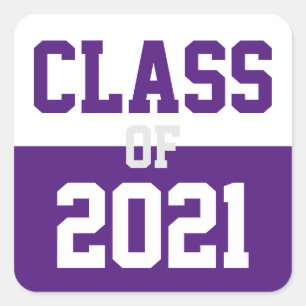 Sticker Carré Purple & White Classe de 2024 Graduation