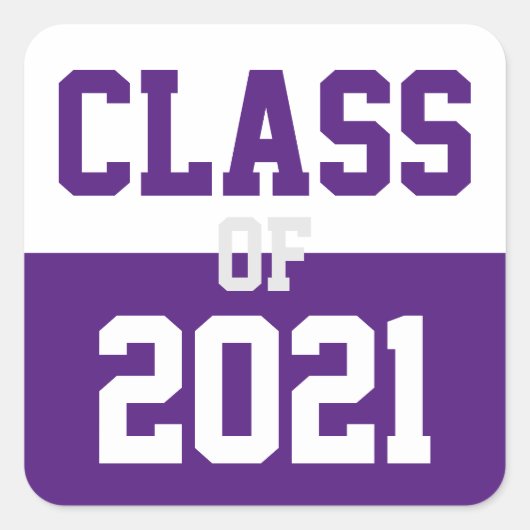 Sticker Carré Purple & White Classe de 2024 Graduation (Devant)