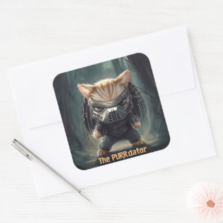 Sticker Carré Purrdator Chaton de Halloween Mignon