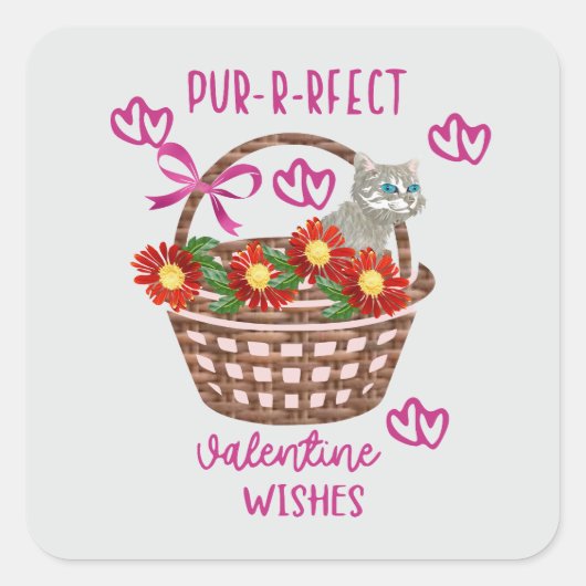 Sticker Carré Purrfect valentine wishes  (Devant)