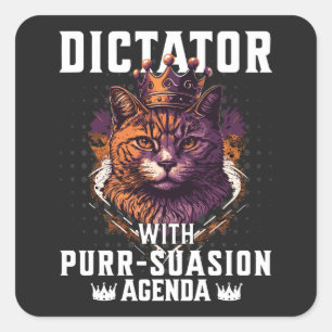 Sticker Carré Pursuasion Agenda Funny Bossy Cat
