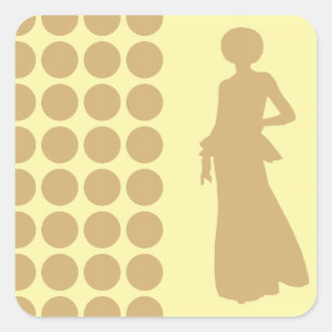 Sticker Carré Putty Crème Neutre Points Mode Silhouette