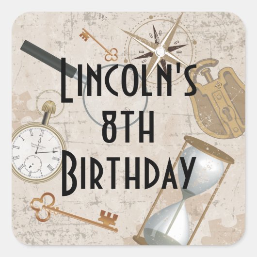 Sticker Carré Puzzle de chasse de chasse de la salle d'évasion P (Devant)