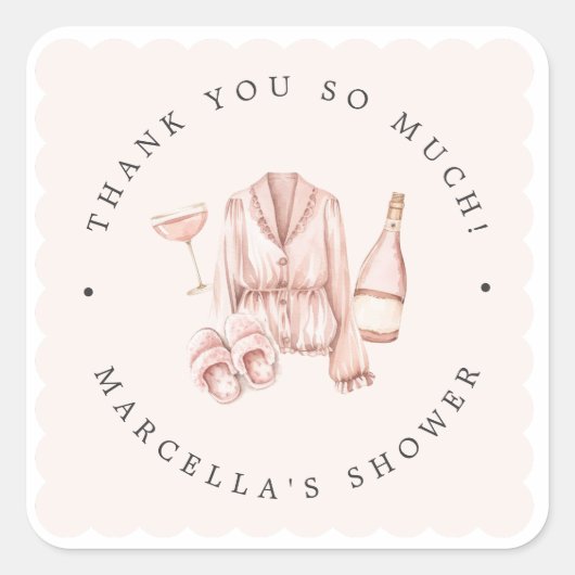 Sticker Carré Pyjama & Prosecco Enterrement de Vie de Jeune Fill (Devant)