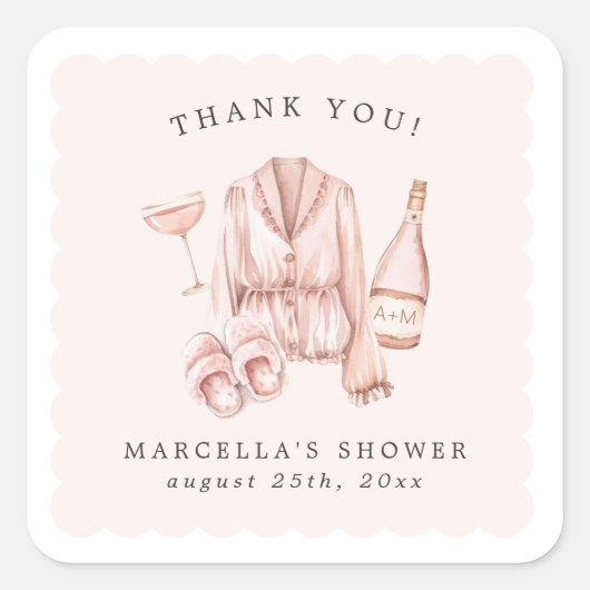 Sticker Carré Pyjamas & Procuco Fête des mariées Bachelorette (Devant)