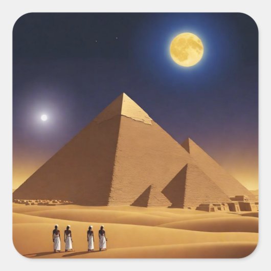 Sticker Carré Pyramides de Gizeh et Lune (Devant)
