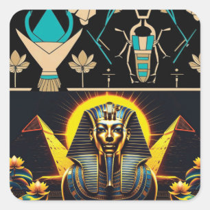 Sticker Carré Pyramides et sphinx Ancienne Egypte esthétique
