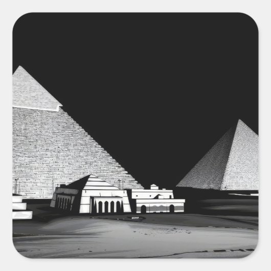 Sticker Carré Pyramides noires et blanches (Devant)