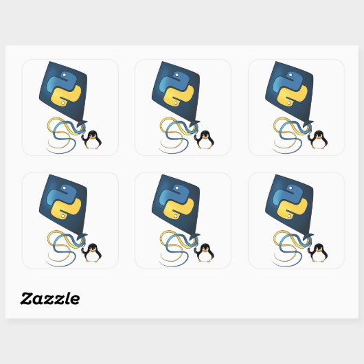 Sticker Carré Python sous Linux (Feuille)