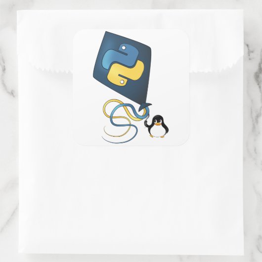 Sticker Carré Python sous Linux (Sac)