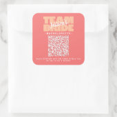 Sticker Carré QR Code Bachelorette Acheter Drink Team Bride Peac (Sac)