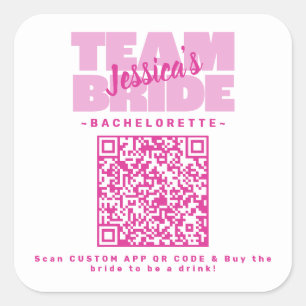 Sticker Carré QR Code Bachelorette Party Acheter Boisson Team Br