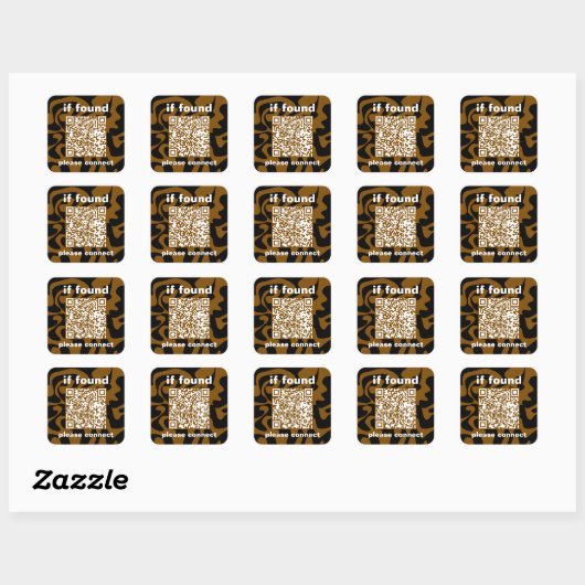 Sticker Carré QR Code brown groovy lost found (Feuille)