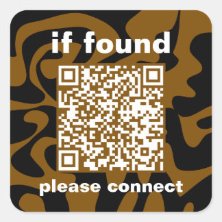 Sticker Carré QR Code brown groovy lost found