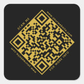 Sticker Carré QR Code Business Scannable moderne Black Gold (Devant)