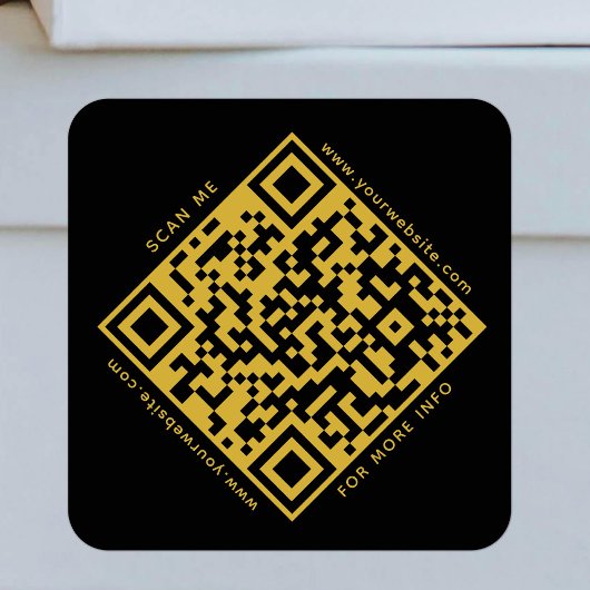 Sticker Carré QR Code Business Scannable moderne Black Gold