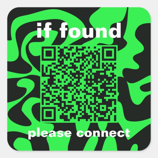 Sticker Carré QR Code chaux vert mignon perdu trouvé (Devant)