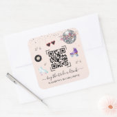 Sticker Carré QR Code Disco Roller Skating Offre un verre à la m (Enveloppe)