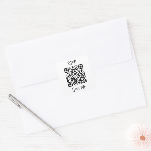 Sticker Carré QR Code En Ligne Rsvp (Enveloppe)