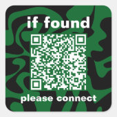Sticker Carré QR Code forest green groovy lost found (Devant)