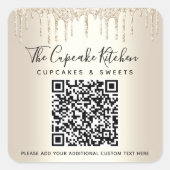 Sticker Carré QR Code Gold Parties scintillant Drives Nom commer (Devant)
