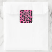 Sticker Carré QR Code Hot Pink Black Squiggles Super Art (Sac)
