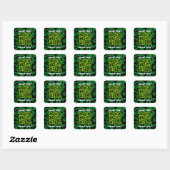Sticker Carré QR Code Lime Vert foncé et noir brillant moderne (Feuille)