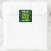 Sticker Carré QR Code Lime Vert foncé et noir brillant moderne (Sac)